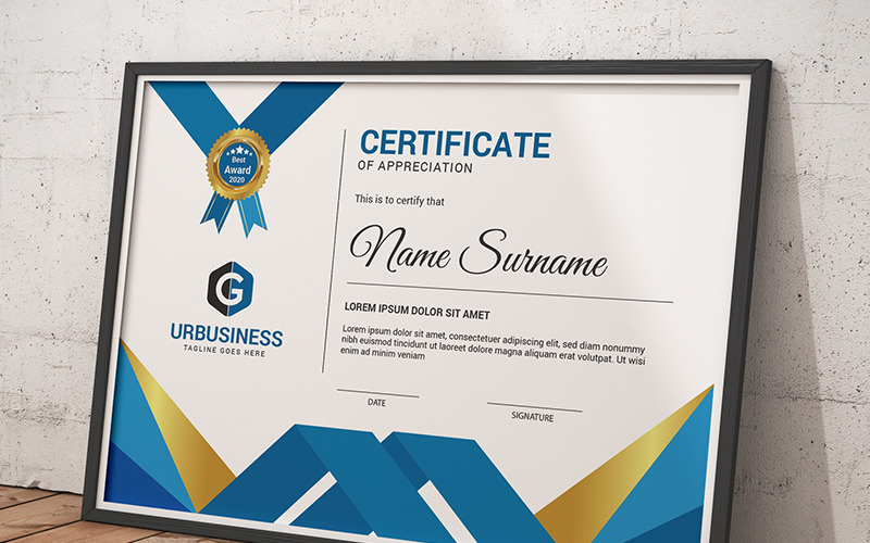 Download Шаблон сертификата "Best Award Certificate Template" / Best Award Certificate Template - Шаблон сертификата на тему графика achievement appreciation award diploma completion acknowledgement landscape eyelash nail extension modern luxury vertical professional training red blue gold green yellow