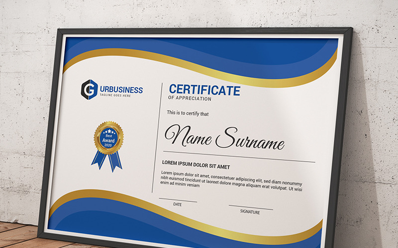 Download Шаблон сертификата "Business Appreciation 02 Certificate Template" / Business Appreciation 02 Certificate Template - Шаблон сертификата на тему графика achievement appreciation award diploma completion acknowledgement landscape eyelash nail extension modern luxury vertical professional training red blue gold green yellow