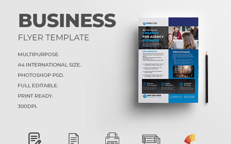 Download Фирменный стиль "Business Flyer - Corporate Identity Template" / Business Flyer - Corporate Identity Template - Фирменный стиль на тему графика a4 advertisement advertising agency business flyer clean company corporate creative design bundle handout leaflet magazine marketing modern multipurpose newspaper pamphlet