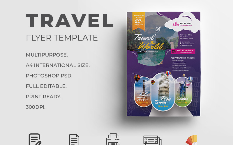 Holiday Travel Flyer - Vorlage für Unternehmensidentität