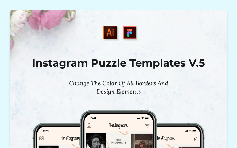 Download Шаблон для соцсетей "Instagram Puzzle Template V.5 for Social Media" / Instagram Puzzle Template V.5 for Social Media - Шаблон для соцсетей на тему графика instagram social media banner templates post puzzle stories design promotion creative business corporate marketing facebookundefined square business products shop sale