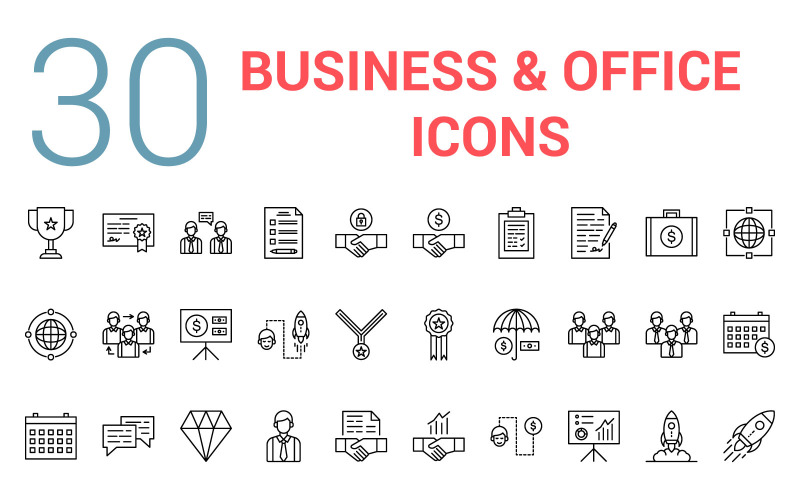 İş ve Ofis Satırı Icon Set