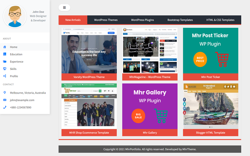 MhrPortfolio - Tema WordPress basato su portfolio e oggetti digitali