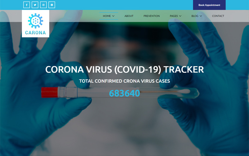 Carona - Modèle de site Web médical pour le virus Corona (COVID-19)