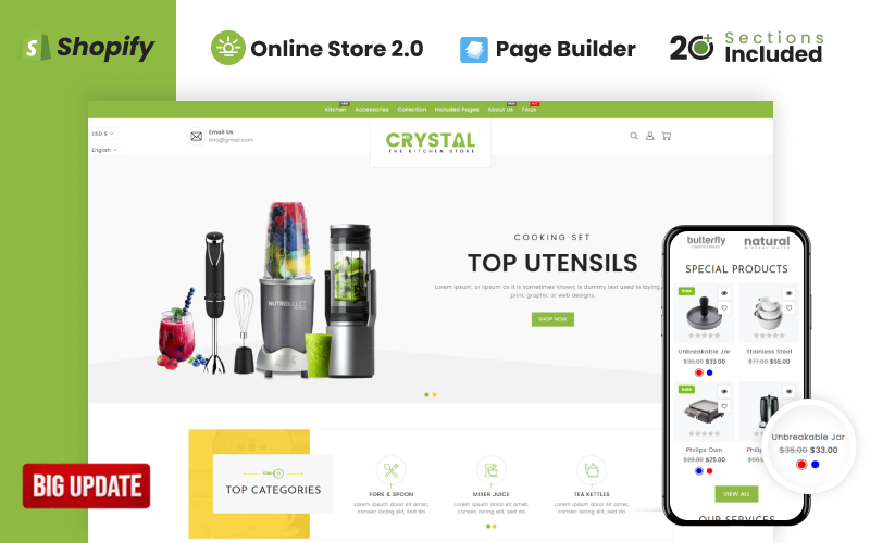 Crystal Kitchen Store Shopify Teması