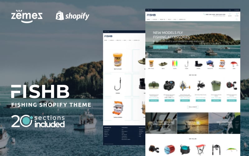 FishB - Modèle de conception de site Web de pêche Shopify Thème Shopify