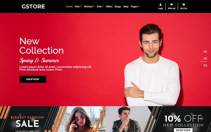 GSTORE Multifunctionele website - Webwinkel HTML-sjabloon Website-sjabloon