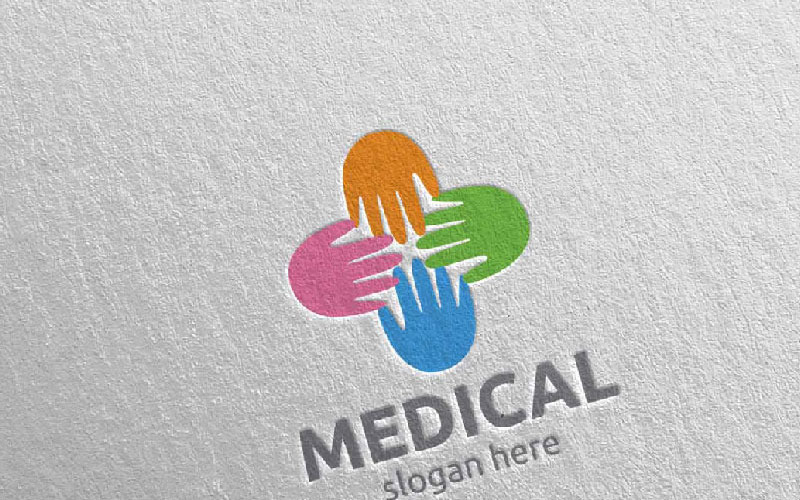 Download Шаблон логотипа "Hand Cross Medical Hospital 74 Logo Template" / Hand Cross Medical Hospital 74 Logo Template - Шаблон логотипа на тему графика pet medicine emergency pharmacy doctor cross clinic logo health care hospital medical leaf herbal donor hand ambulance healthcare green plus