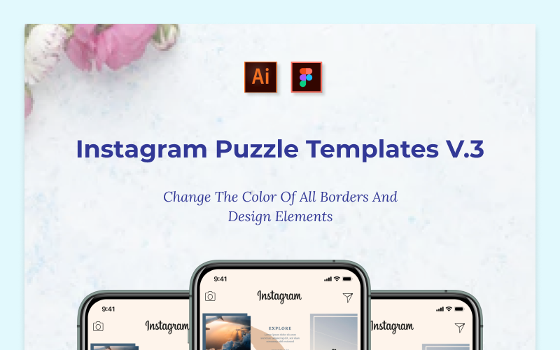 Download Шаблон для соцсетей "Instagram Puzzle Template for Social Media" / Instagram Puzzle Template for Social Media - Шаблон для соцсетей на тему графика travel minimalist gallery instagram twitter post puzzle booking social media square stories template holiday facebook ig