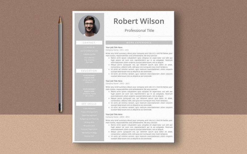 Download Резюме "Robert Wilson Ms Word Resume Template" / Robert Wilson Ms Word Resume Template - Резюме на тему графика professional,resume,template,without,profile,photo,picture,modern,2020,references,gray,it,engineer,european,word,editable,resume template,cv template,cover letter,curriculum vitae