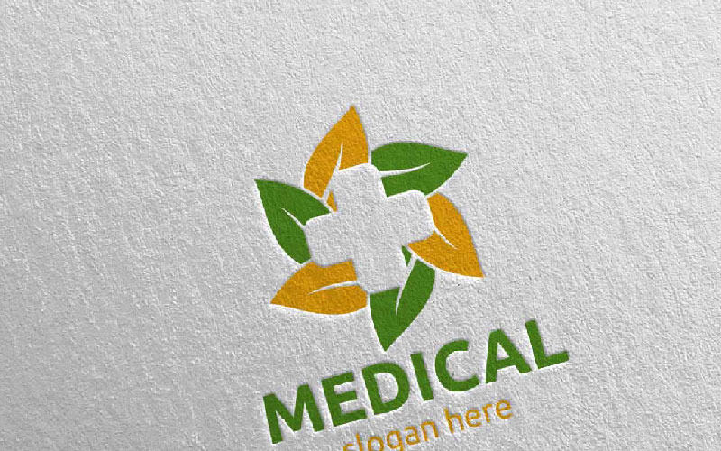 Шаблон логотипа Natural Cross Medical Hospital Design 69