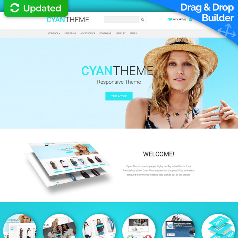 Cyan Theme Ecommerce Website Template | MotoCMS