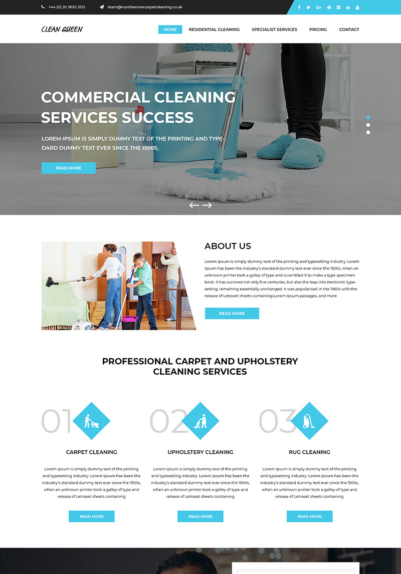 Clean Queen Carpet Cleaning PSD Template 80156