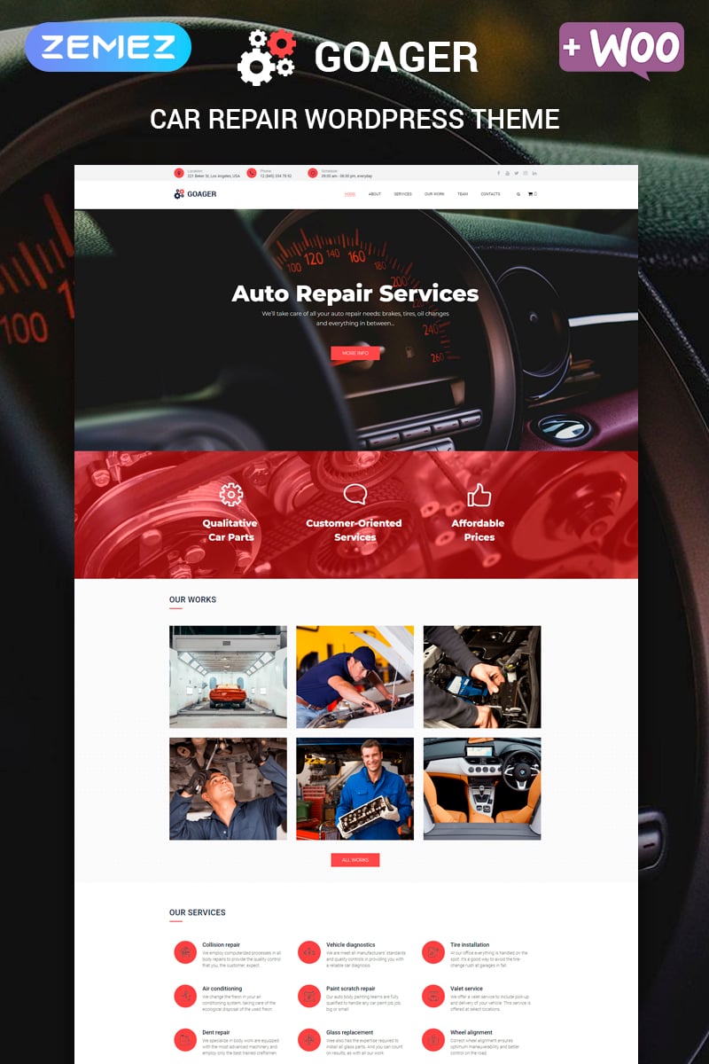 Responsive Goager - Auto Repair ECommerce Modern Elementor Wordpress #80169