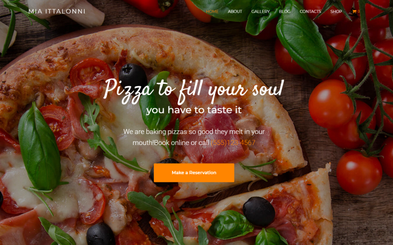 "Mia Ittalonni - Pizzeria ECommerce Modern Elementor" - адаптивний WordPress шаблон №80269