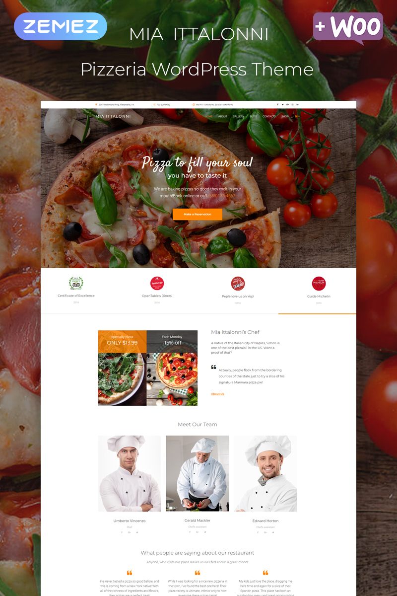 "Mia Ittalonni - Pizzeria ECommerce Modern Elementor" - адаптивний WordPress шаблон №80269