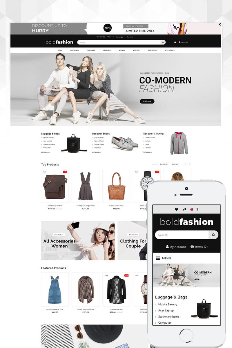 Reszponzív Bold Fashion Store OpenCart sablon 80237