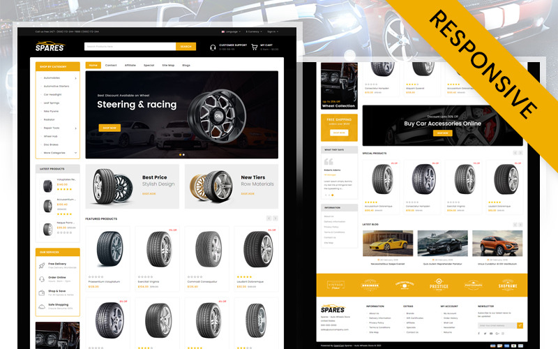 Spares - Auto Wheels Store OpenCart Template