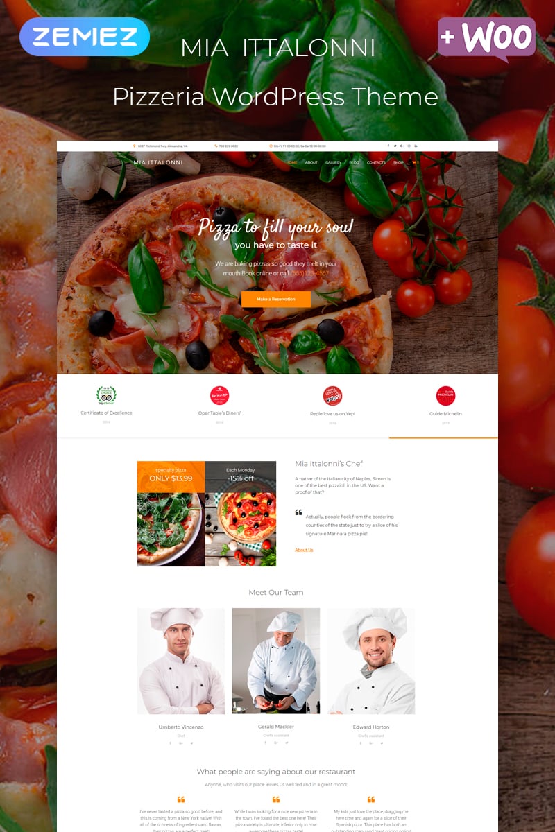 Template WordPress Responsive #80269 "Mia Ittalonni - Pizzeria ECommerce Modern Elementor"