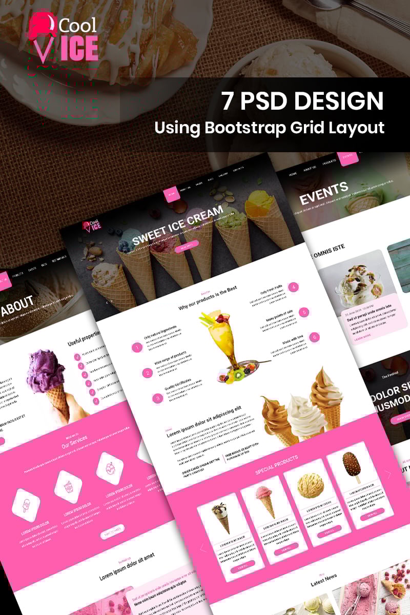 Cool Ice - Ice Cream Shop PSD Template
