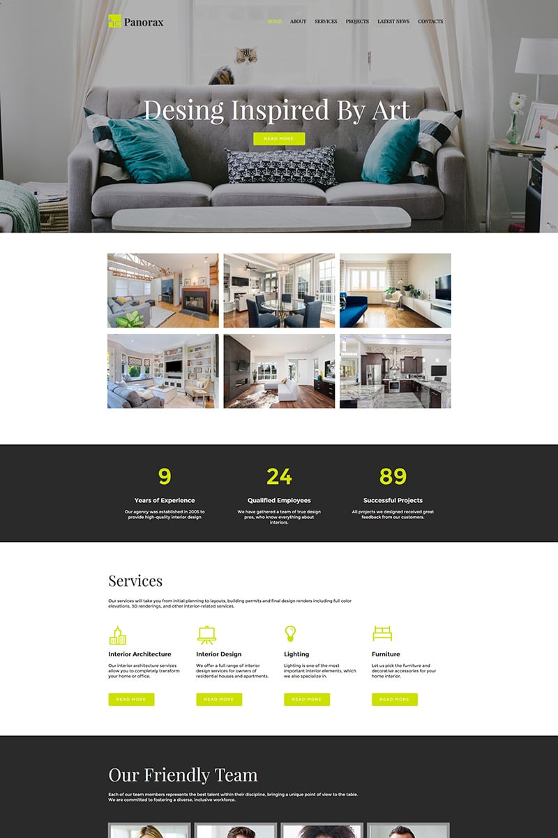 Moto CMS HTML Vorlage namens "Panorax - Interior Design" #80374