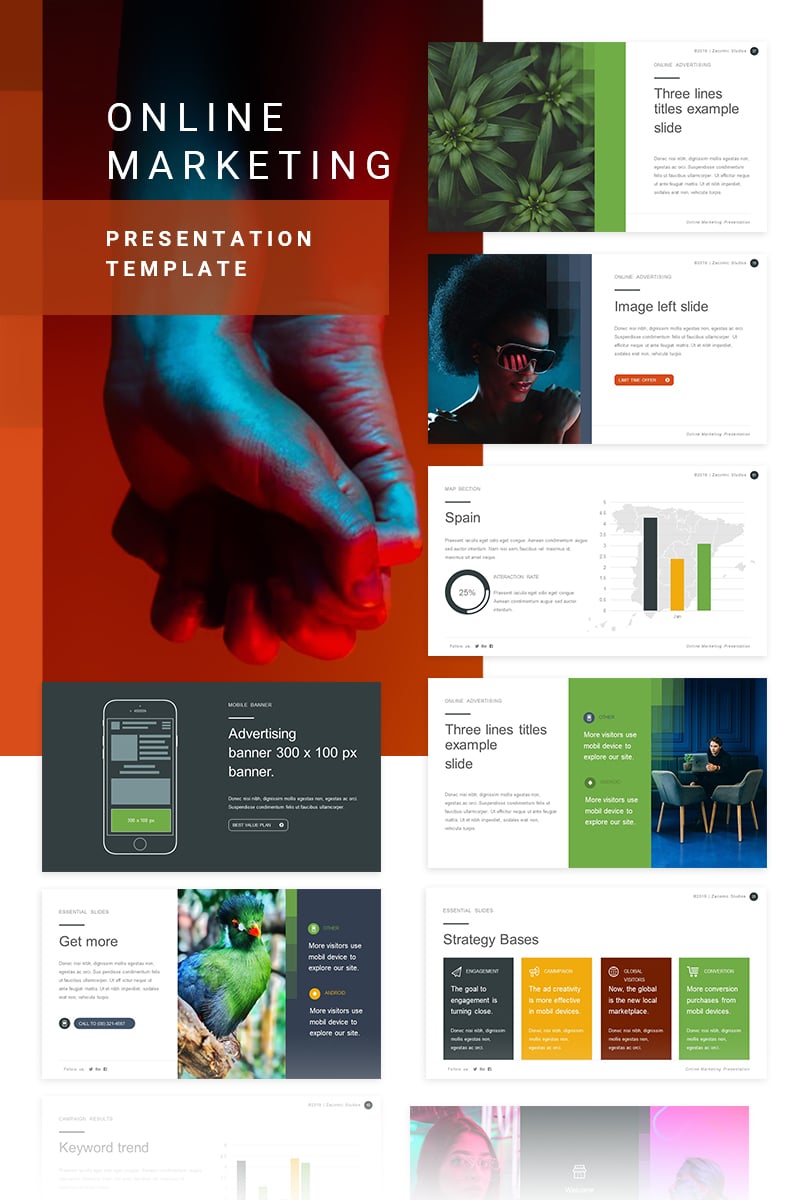 PowerPoint Vorlage namens "Online Marketing" #80355 - Screenshot