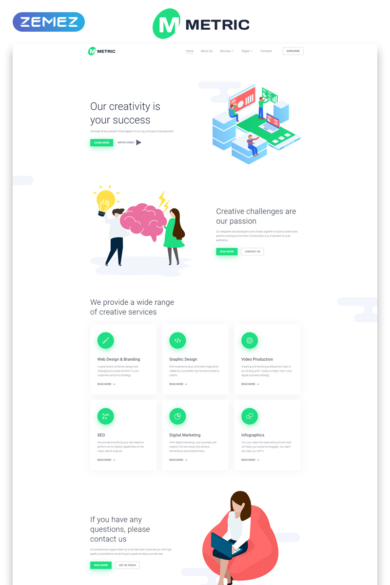 Responsywny szablon strony www Metric - Web Development Creative Multipage HTML #80375 - zrzut ekranu