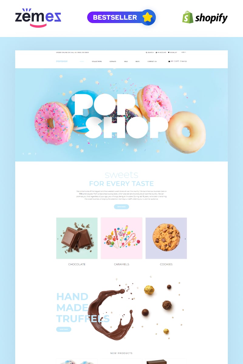 Tema Shopify "Popshop - Sweet Shop Clean" #80379 - captura de pantalla