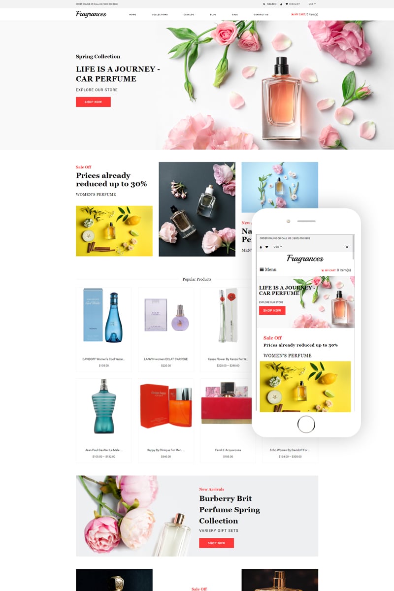 Fragrances - Cosmetics Store eCommerce Clean №80432 - скриншот