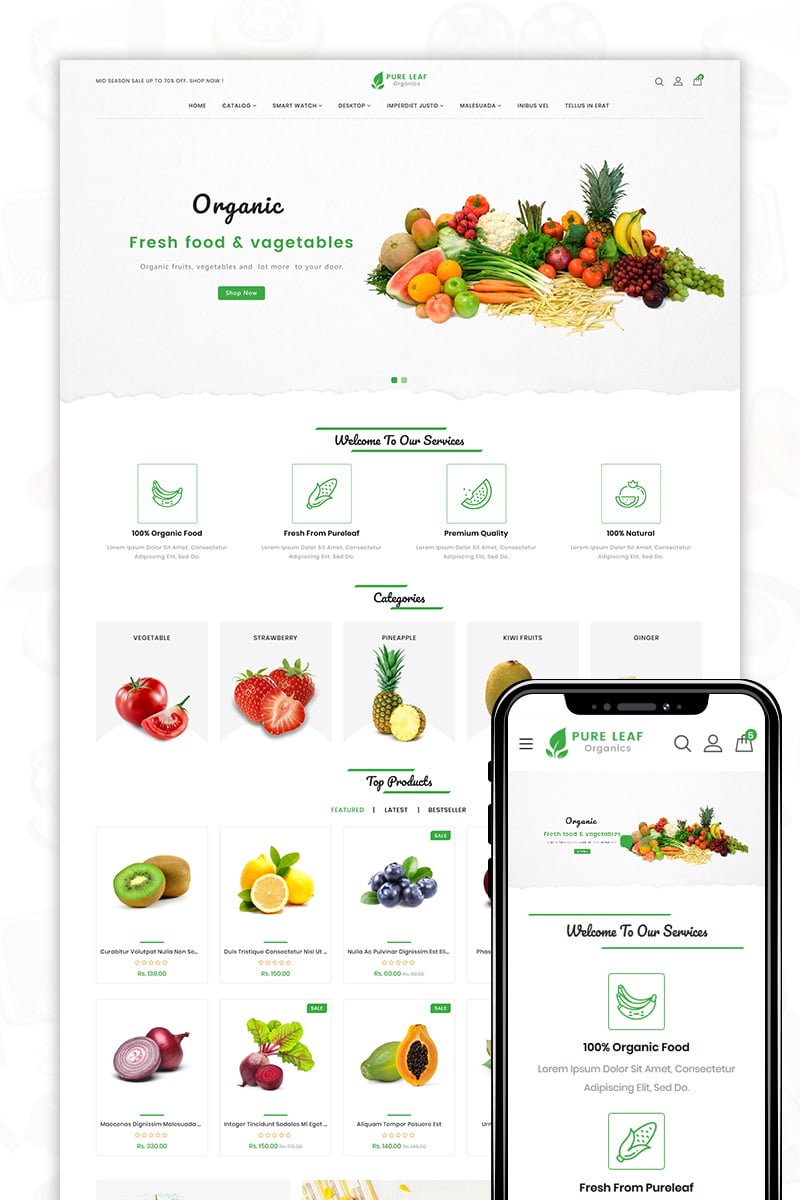 Responsive Pure Leaf - The Shopping Mall Opencart #80477