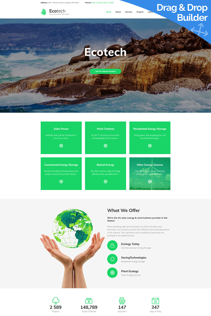 Responsywny szablon Moto CMS 3 Ecotech - Environment #80402