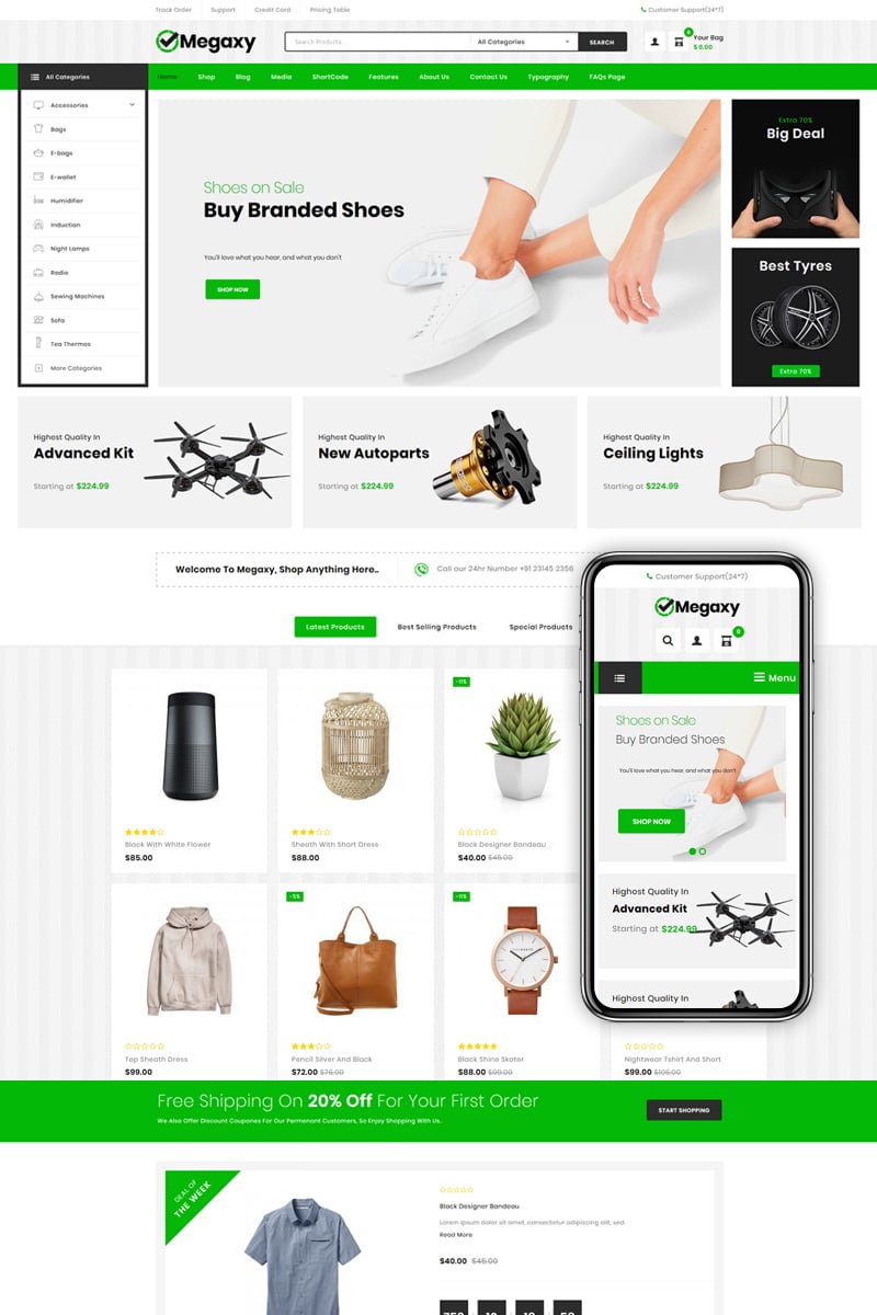 Reszponzív Megaxy - Multi Store WooCommerce sablon 80425 - képernyőkép