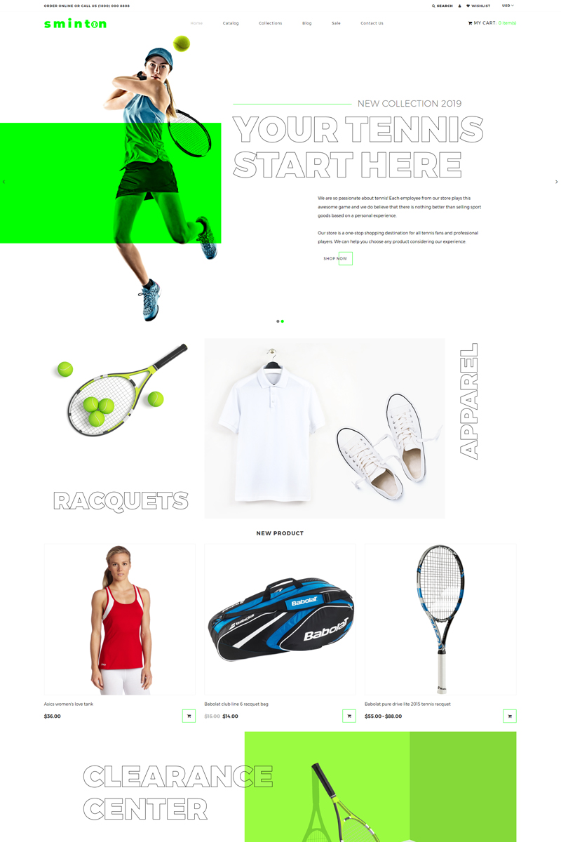 Sminton - Tennis Store Clean Tema de Shopify №80485 - captura de tela