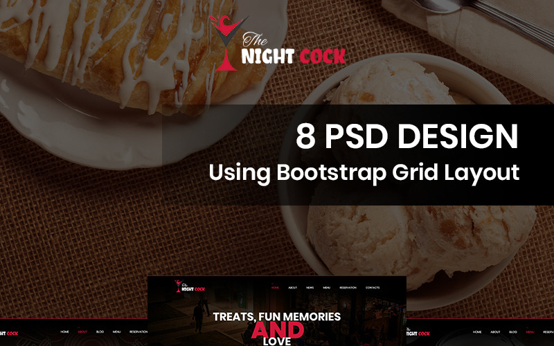 The Night Cock - Cocktail Bar PSD Template