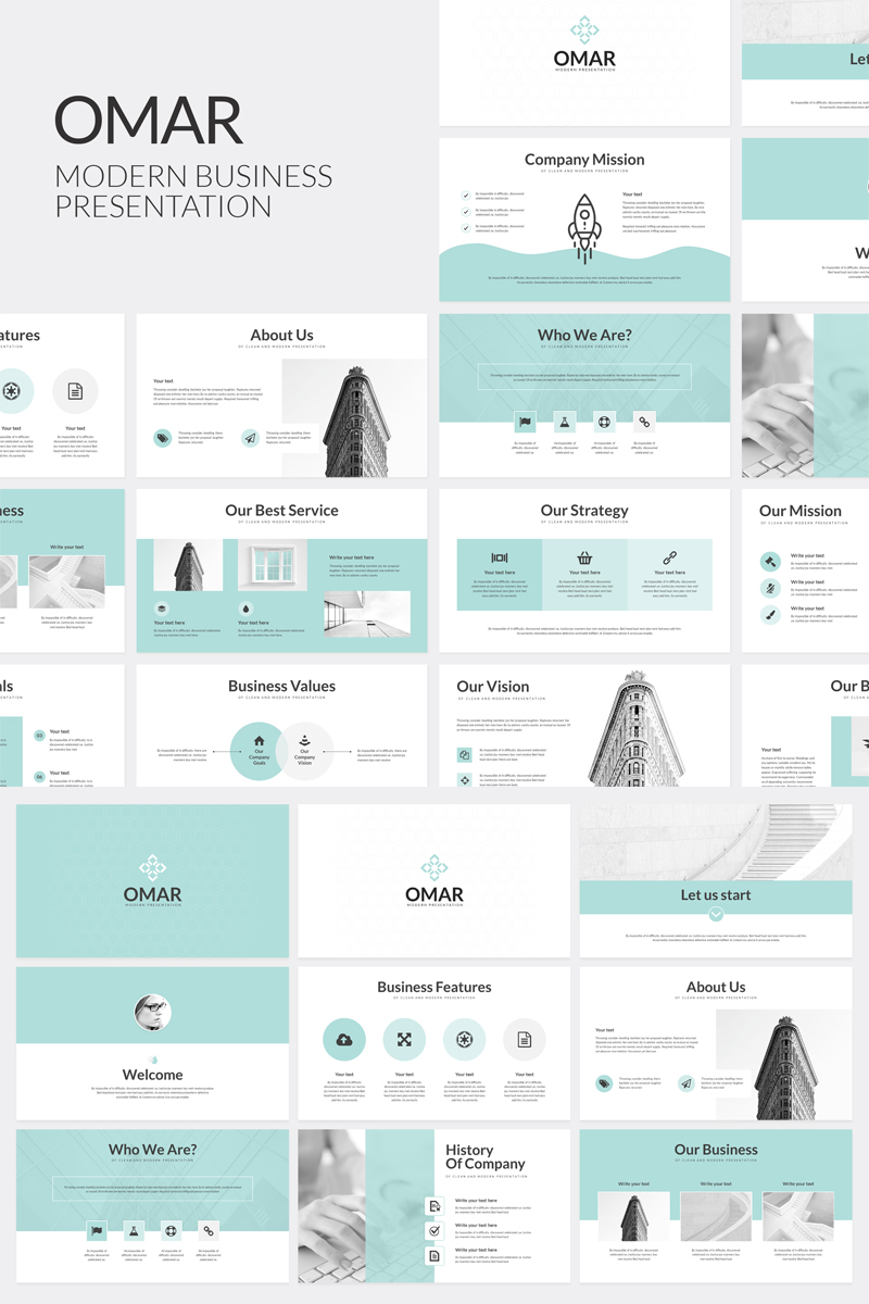"Omar Modern Business" PowerPoint 模板 #80534 - 截图