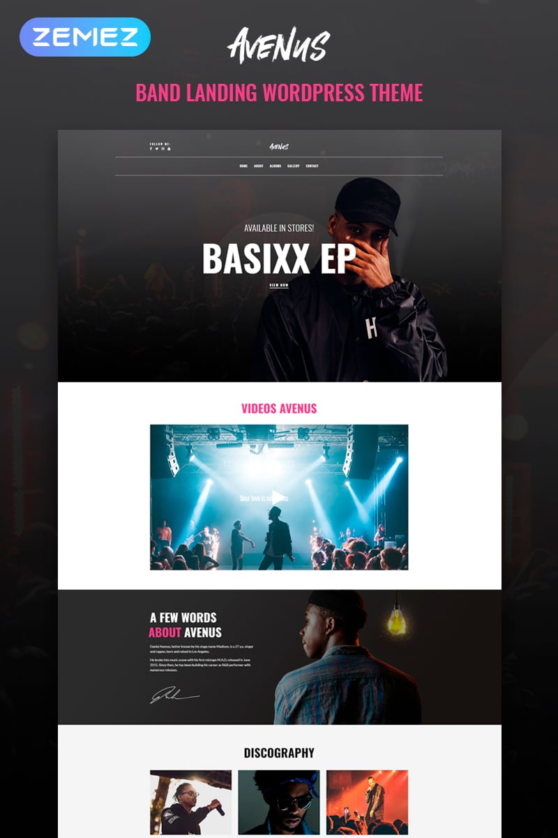 Avenus - Music One Page Modern Elementor WordPress Theme - screenshot