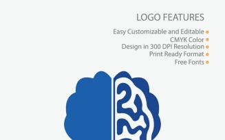 Flat Brain Logo Template