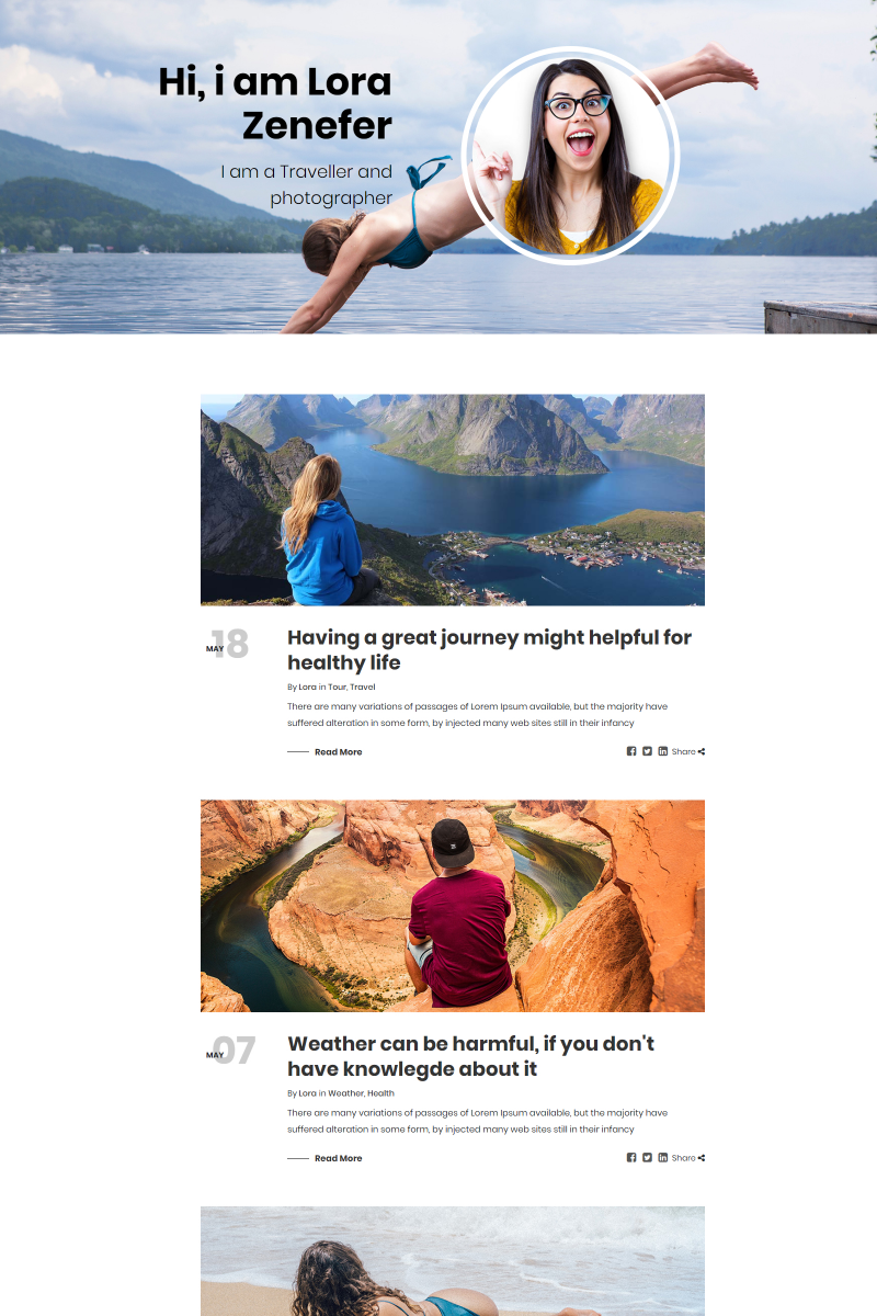 Lora Personal Blog Bootstrap Website Template