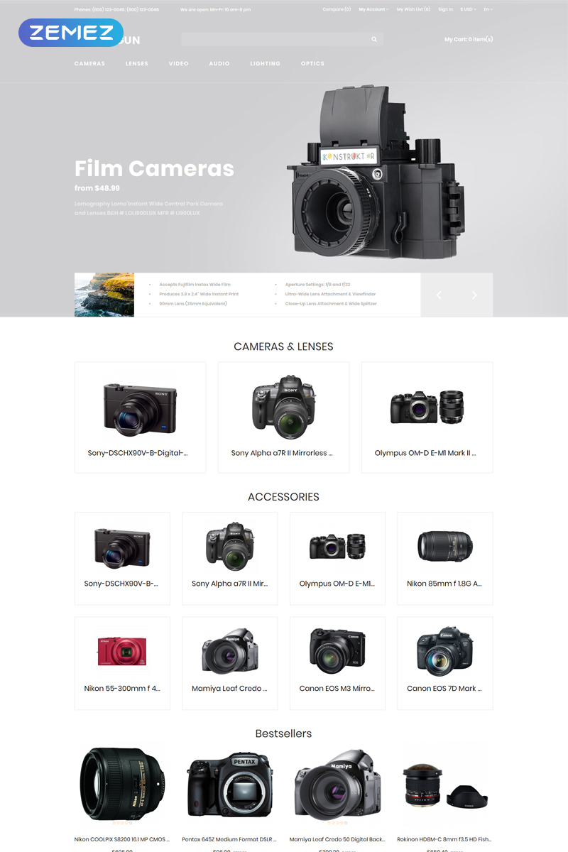 "Photo Gun - Electronics Store - D¡ommerce Modern" - адаптивний OpenCart шаблон №80621