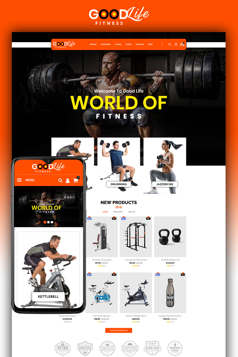 Responsywny szablon OpenCart GoodLife Fitness - Online Store #80618