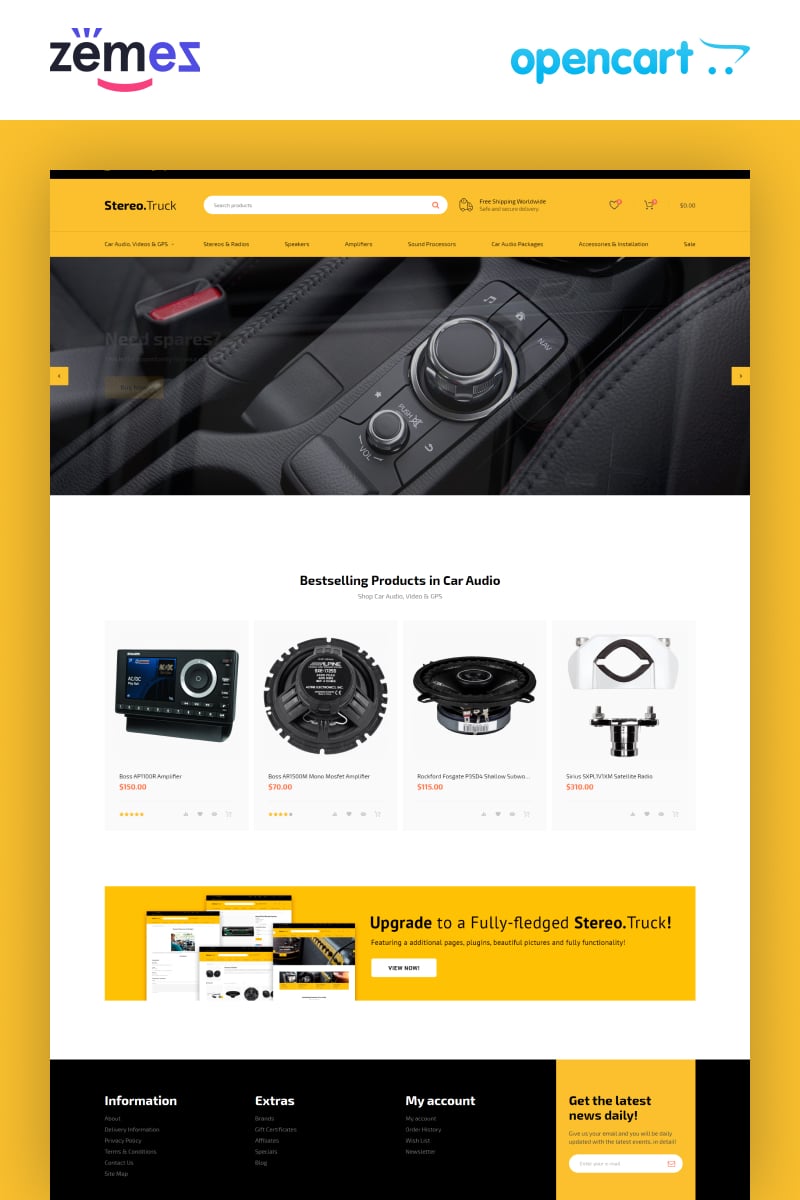 "Stereo Truck - Car Audio E-commerce Clean" thème OpenCart adaptatif #80668