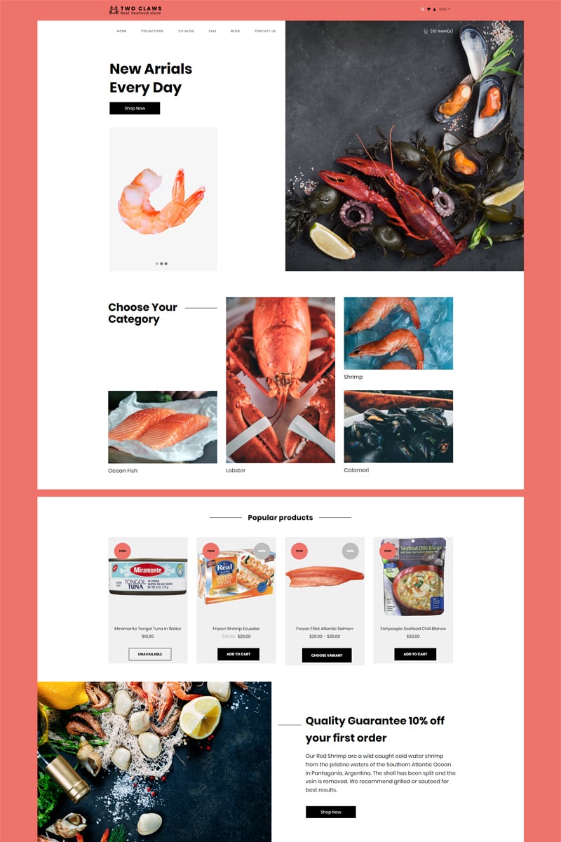 Two Claws - Food Store eCommerce Modern Shopify Theme - screenshot