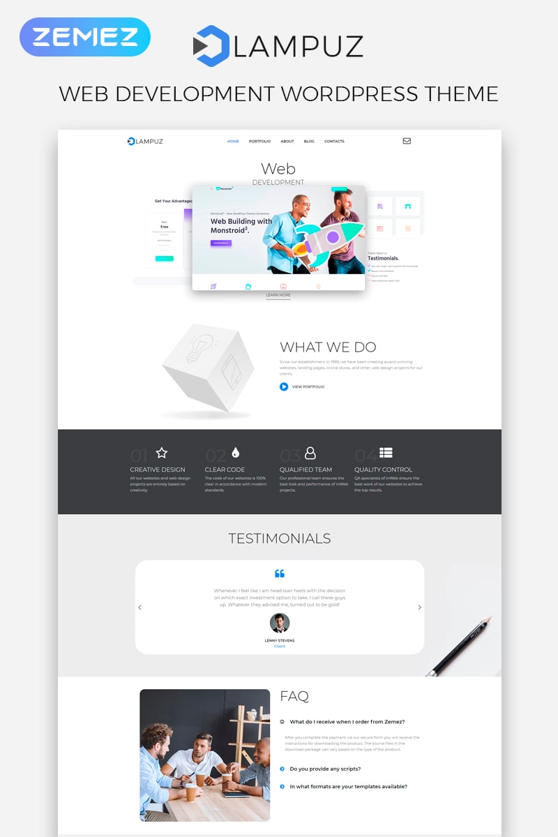 "Lampuz - Web Development Multipurpose Animated Elementor" 响应式WordPress模板 #80709