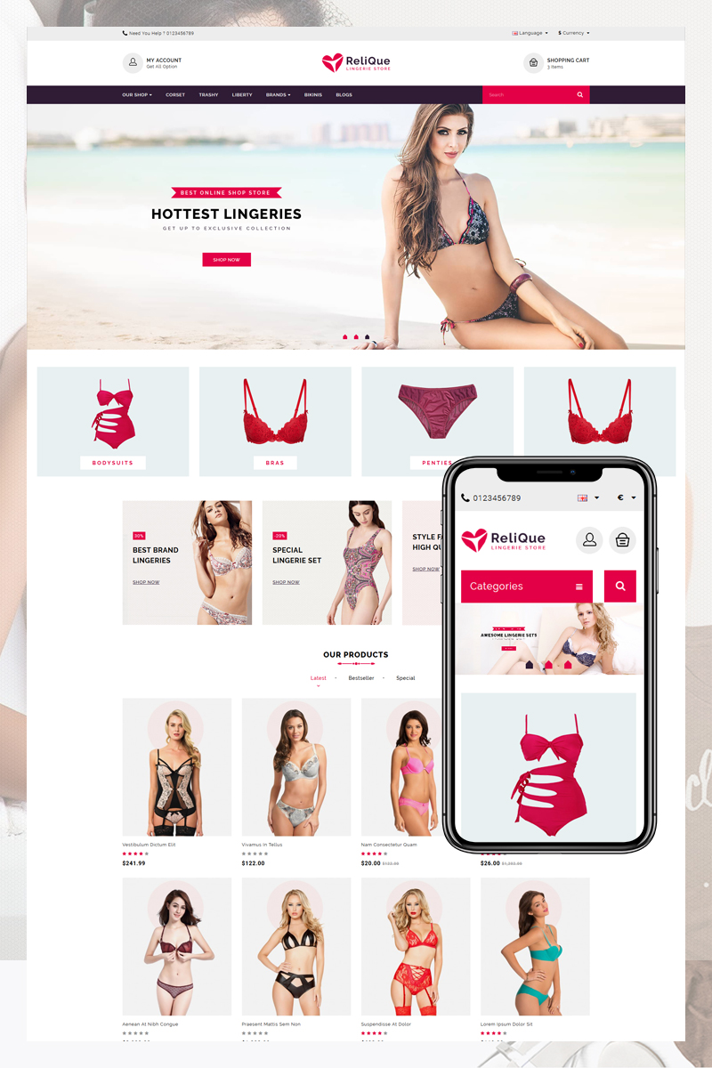 OpenCart Vorlage namens "Relique" #80769