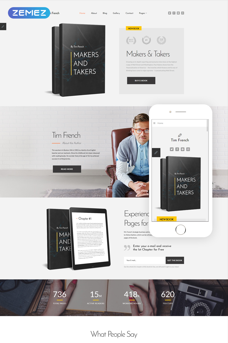 "Tim French - Personal Pages Modern" 响应式Joomla模板 #80705