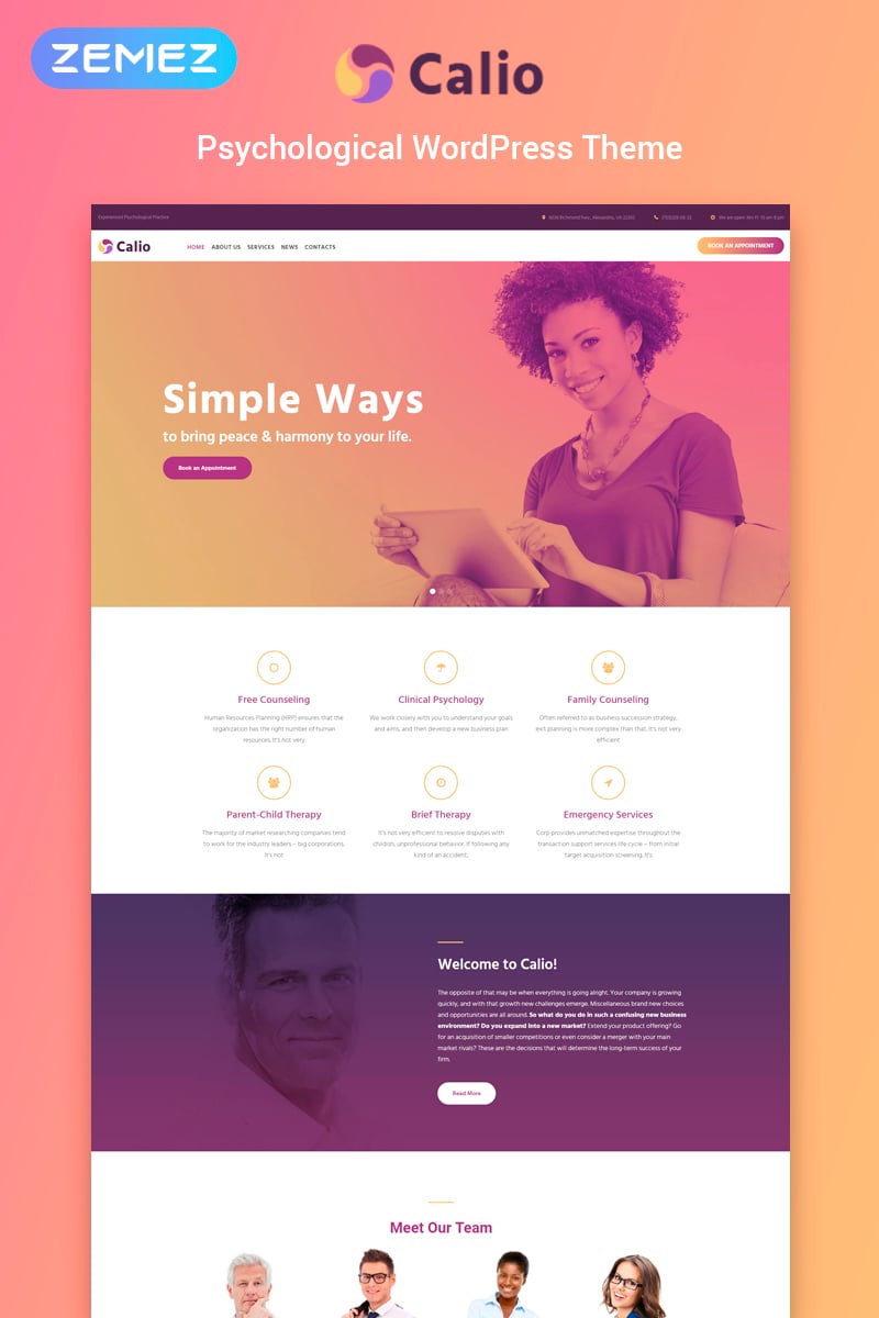 Calio - Psychology Multipurpose Modern Elementor WordPress Theme