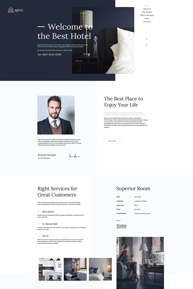 Szablon Moto CMS HTML Mageco - Hotel #80873