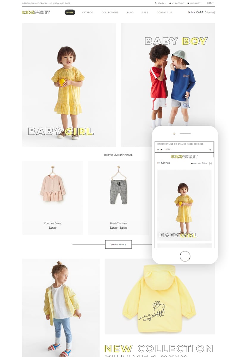 Shopify Theme namens "Kidsweet - Kids Fash ion Clean" #81083