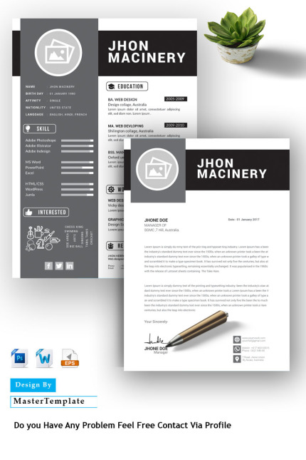 Template #81128 Resume Simple Webdesign Template - Logo template Preview