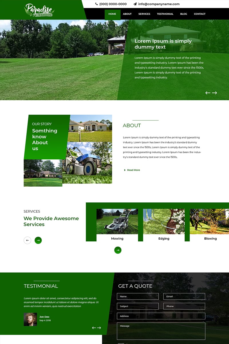 Paradice - Landscaping Services PSD Template